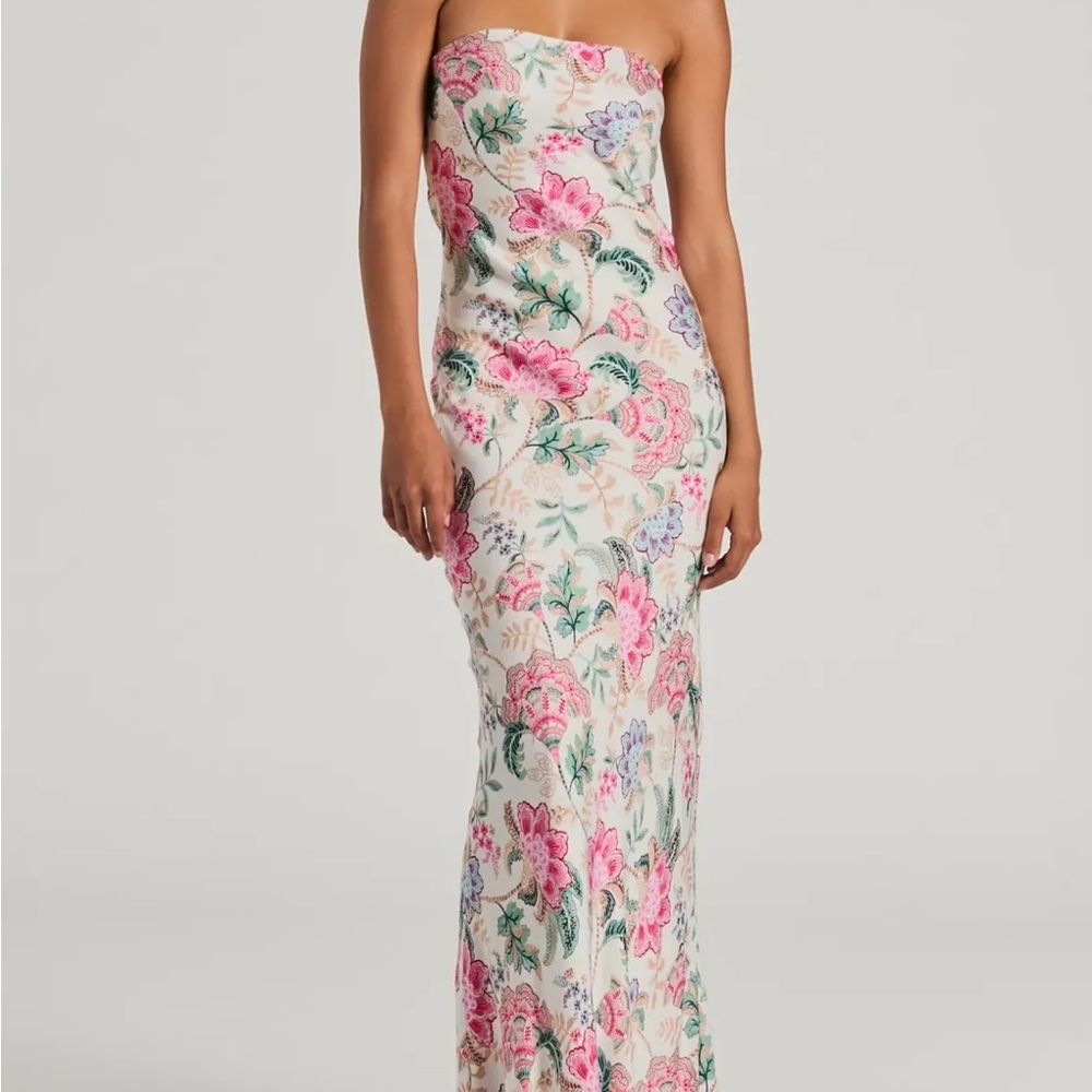 L’ABEYE Hidden Gem Floral Strapless Maxi Dress
